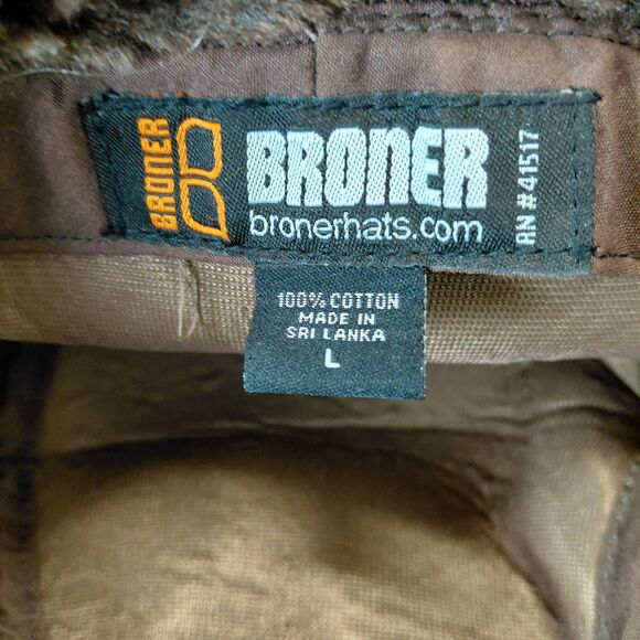 Broner Trapper Hat Mens Size L Brown Canvas Hunting Cap Fur Ear Flaps Outdoor - Picture 7 of 7